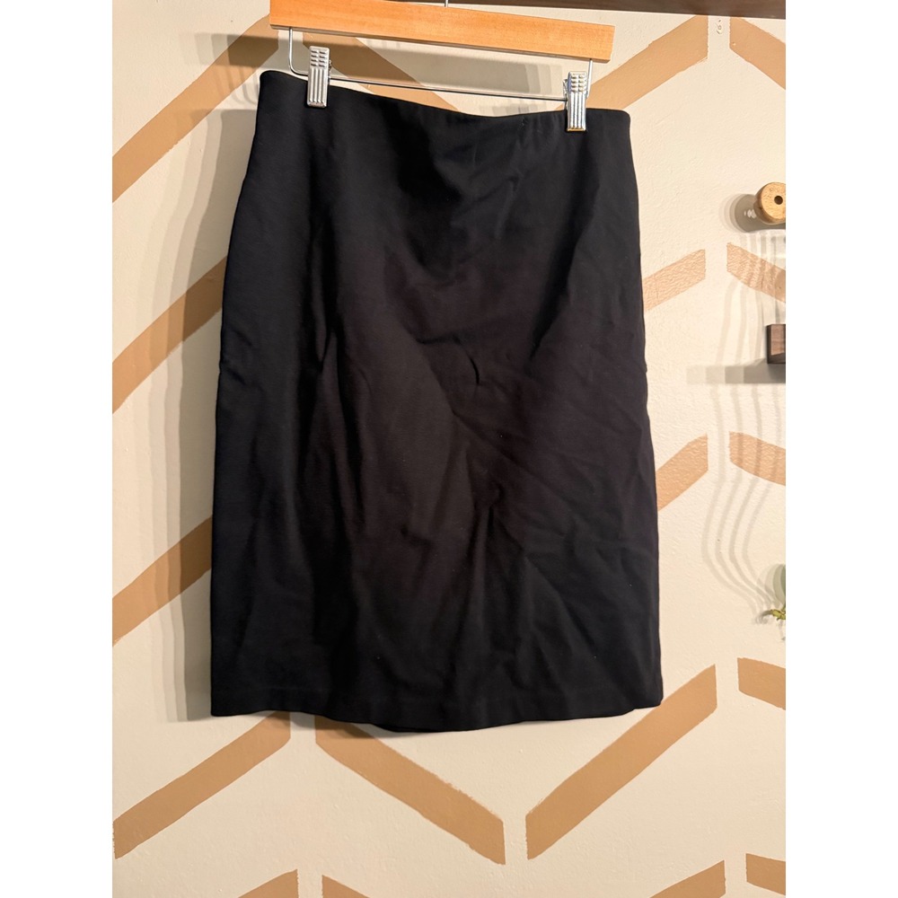 Grace Pencil Skirt Women 6 Black Exposed Gold Zipper Stretch Knee Length